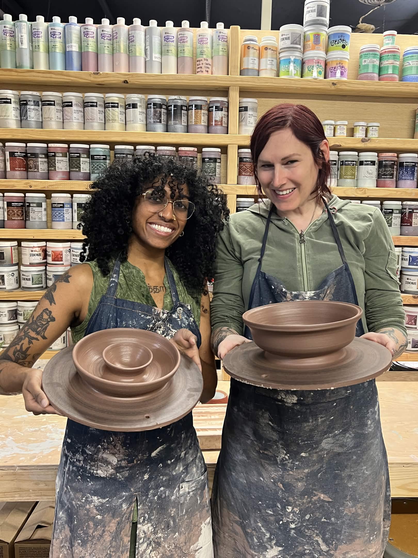 Nila and Justine with their date-night creations.