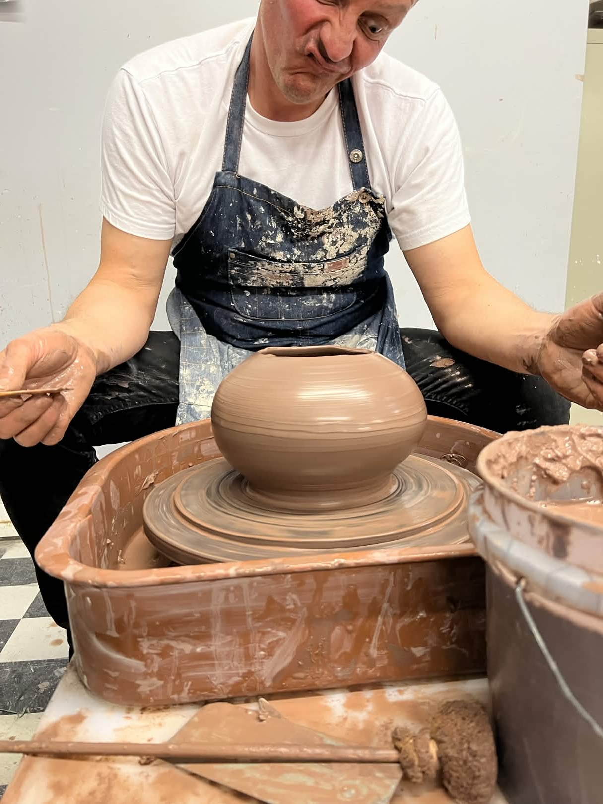 Jeremy exploring new forms on the wheel